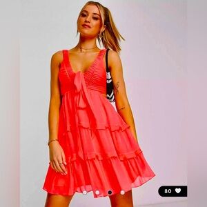 ASOS DESIGN tiered mini dress in vivid orange